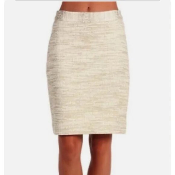 KATE SPADE | Cream & Gold Metallic Judy Pencil Skirt - Picture 2 of 8